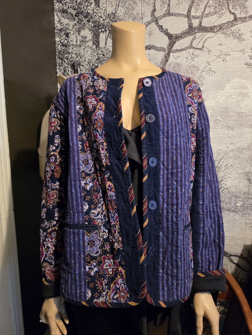 Vintage Koos of Course! Blue Quilted Patchwork Boho Jacket - Size L